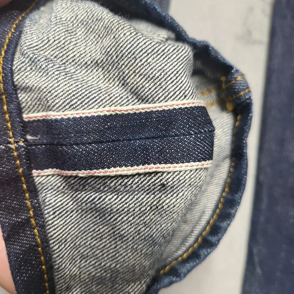 Goodfellow Selvedge Jeans Mens 38x32 Blue Slim Straight Dark Wash 14 Oz